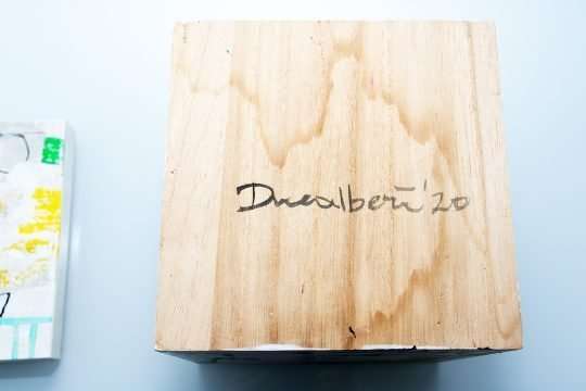 Abstract art object. One-of-a-kind contemporary abstract wooden box by Duealberi