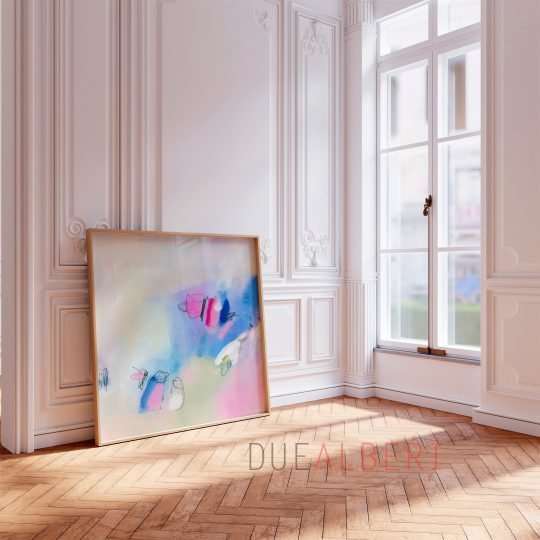  Abstract painting print light pink and blue
, Extra large wall art print, Minimalist Canvas decor for living room