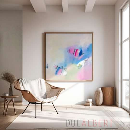  Abstract painting print light pink and blue
, Extra large wall art print, Minimalist Canvas decor for living room