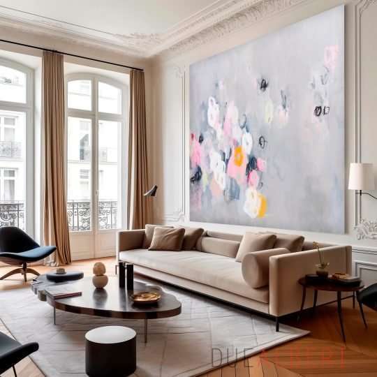  Large Abstract Grey Pink Wall Art - Unique
and Vibrant Art print for Your Home