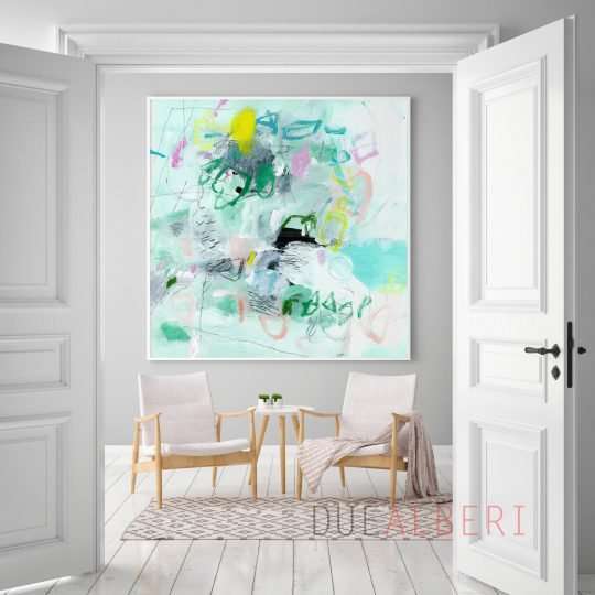  Abstract painting modern colorful wall art,
Mint green Canvas art, abstract art seascape for beach house, large art print
gift for the home
