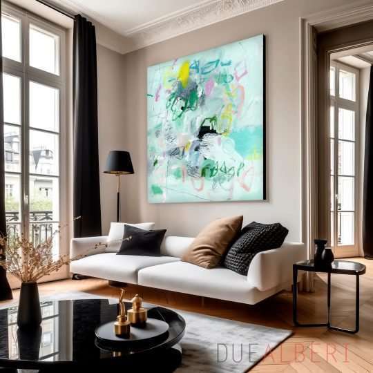  Abstract painting modern colorful wall art,
Mint green Canvas art, abstract art seascape for beach house, large art print
gift for the home